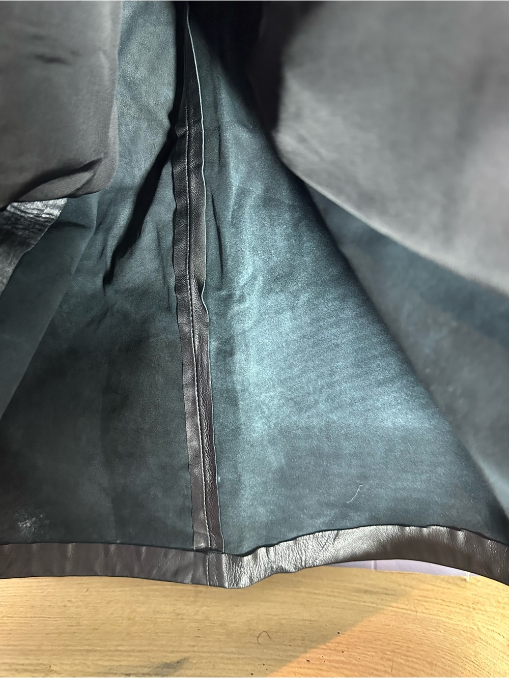 Black Leather Zip-Front A-Line Skirt - Picture 8 of 11